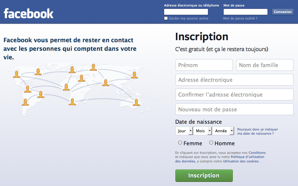 Facebook signup